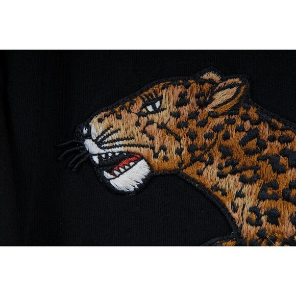 Gucci Mens Embroidered Leopard Logo T Shirt Medium Black Cotton Short Sleeve - Picture 6 of 11